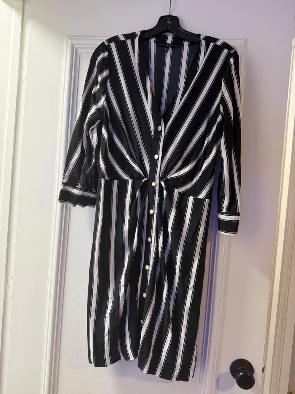 White House Black Market Black and White Striped Dress